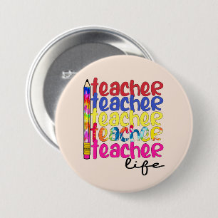 Teacher Life Wiederholte Muster - Stilvolle Erzieh Button