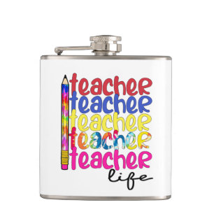 Teacher Life Wiederholte Muster - Stilvolle Erzieh Flachmann
