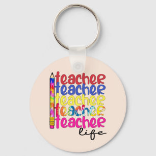 Teacher Life Wiederholte Muster - Stilvolle Erzieh Schlüsselanhänger