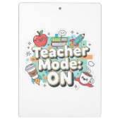 Teacher Mode: ON – Cute Funny Teacher Back to Scho Klemmbrett (Rückseite)