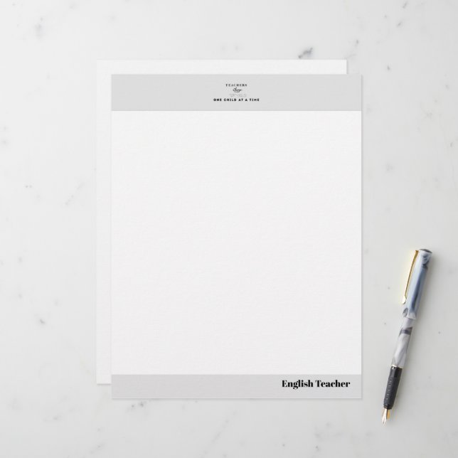 Teacher name elegant quote modern white frame briefbogen (Vorderseite/Rückseite Beispiel)