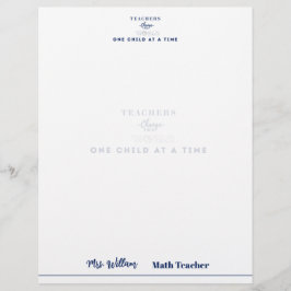 Teacher name elegant quote modern white frame briefbogen