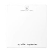 Teacher name elegant quote modern white frame notizblock (Vorderseite)