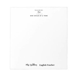 Teacher name elegant quote modern white frame notizblock