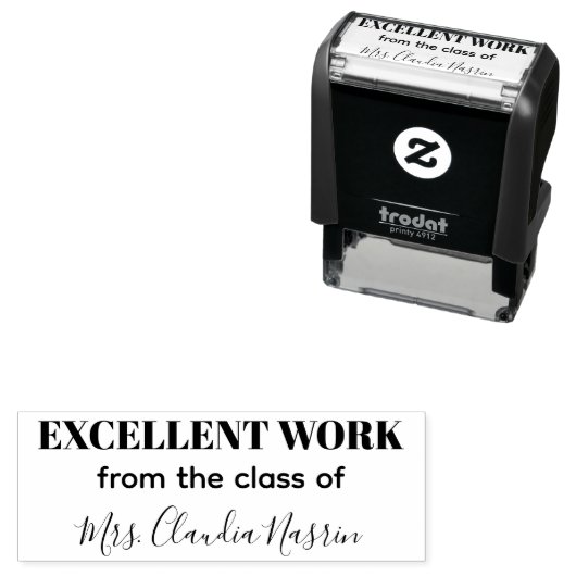 Teacher name personalized excellent work grading permastempel (Beispiel)