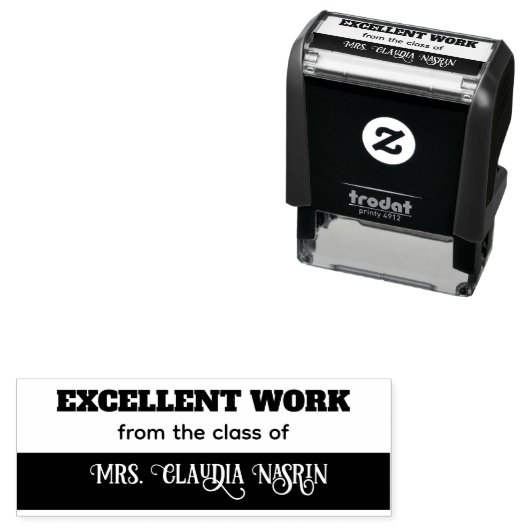 Teacher name personalized excellent work grading s permastempel (Beispiel)