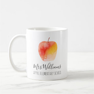 Teacher Name Schule Wasserfarbe Apple Kaffee Tasse