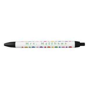 Teacher Niedlich Color Crayon Monogram Green Pen Kugelschreiber
