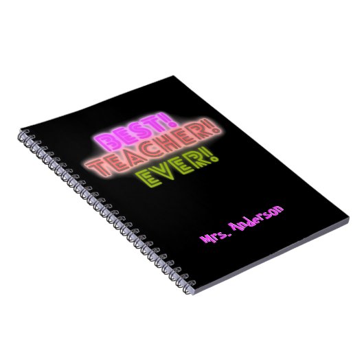 Teacher Notebook with Neon Writing / Neon Script Notizblock (Rechte Seite)