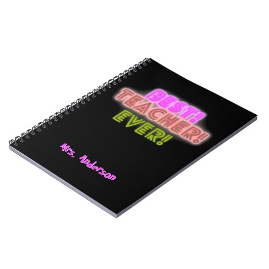 Teacher Notebook with Neon Writing / Neon Script Notizblock (Linke Seite)