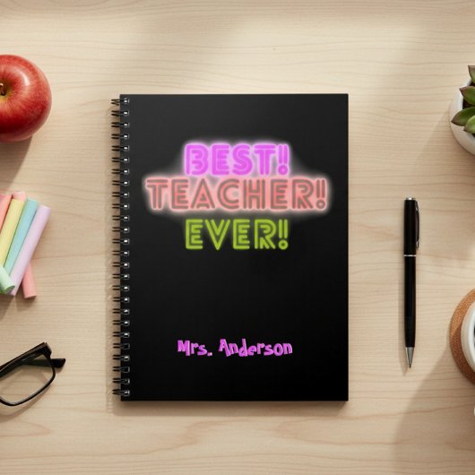Teacher Notebook with Neon Writing / Neon Script Notizblock