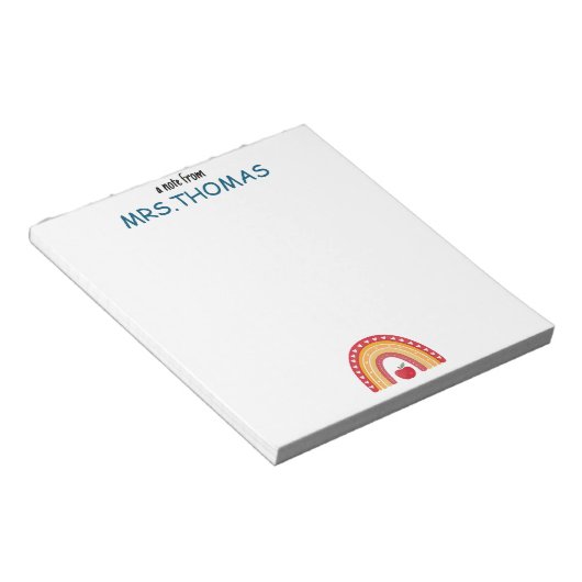 Teacher Notepad – A Note from Rainbow Design Notizblock (angewinkelt)