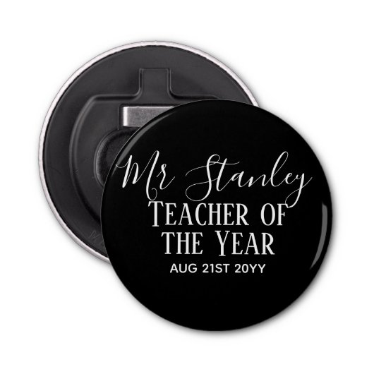 Teacher of the Year Personalized Modern Text Gift Flaschenöffner (Vorderseite)