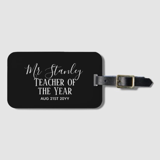 Teacher of the Year Personalized Modern Text Gift Gepäckanhänger (Vorderseite (Horizontal))