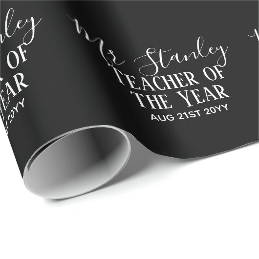 Teacher of the Year Personalized Modern Text Gift Geschenkpapier (Rolleneckpunkt)
