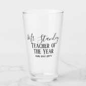 Teacher of the Year Personalized Modern Text Gift Glas (Vorderseite)
