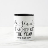 Teacher of the Year Personalized Modern Text Gift Tasse (Zentrum)