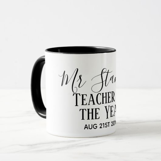 Teacher of the Year Personalized Modern Text Gift Tasse (Vorderseite Links)