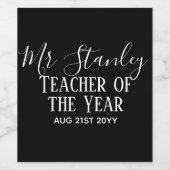 Teacher of the Year Personalized Modern Text Gift Weinetikett (Einzelnes Label)