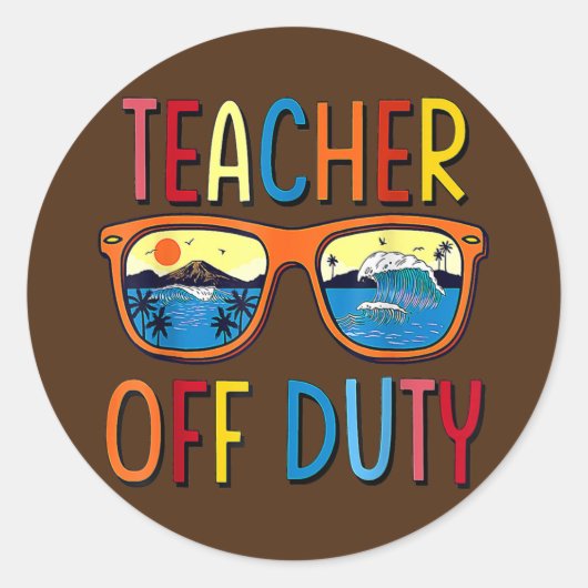 Teacher Off Duty Sunglasses Palm Tree Beach Runder Aufkleber (Vorderseite)