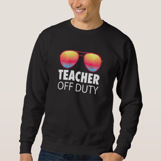 Teacher Off Duty Sunglasses Retro Palm Beach Sunse Sweatshirt (Vorderseite)