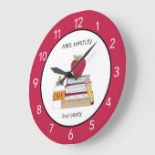Teacher Ordroom Red Apple Custom  Große Wanduhr (Winkel)