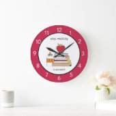 Teacher Ordroom Red Apple Custom  Große Wanduhr (Zuhause)