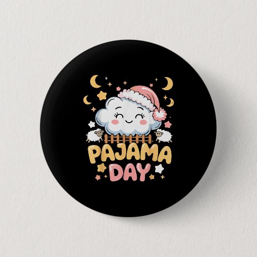 Teacher Pajama Day Shirt, Funny Cloud Sleever Scho Button (Vorderseite)