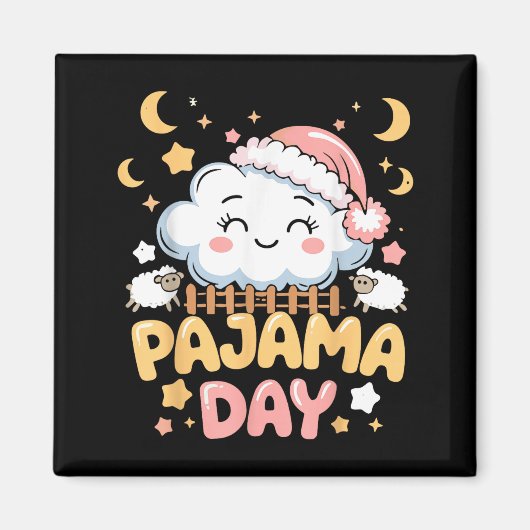 Teacher Pajama Day Shirt, Funny Cloud Sleever Scho Magnet (Vorne)