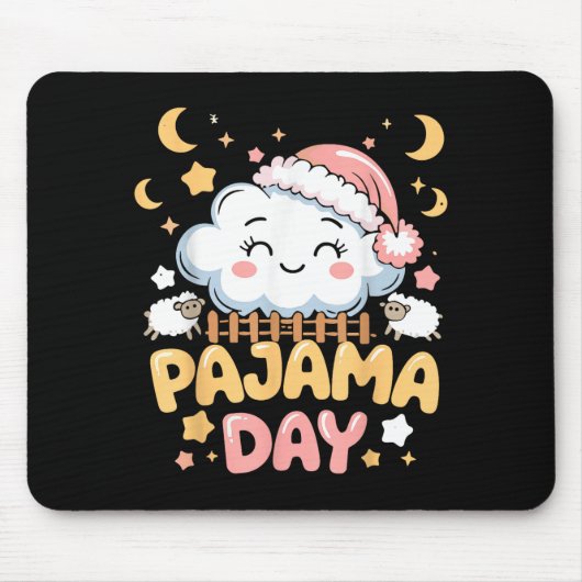 Teacher Pajama Day Shirt, Funny Cloud Sleever Scho Mousepad (Vorne)
