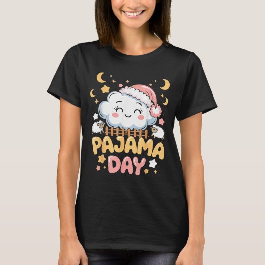 Teacher Pajama Day Shirt, Funny Cloud Sleever Scho T-Shirt (Vorderseite)