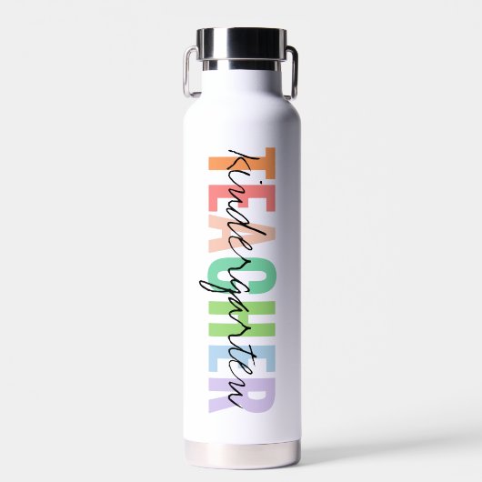 Teacher Pastel Rainbow Wasserflasche Trinkflasche (Vorne)