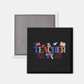 Teacher Patriotic 1776 Independence Day Artwork Magnet (Vorderseite/Rückseite)