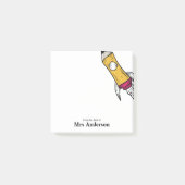 Teacher Pencil Spaceship Rocket School Post-it Klebezettel (Vorderseite)