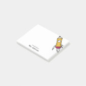 Teacher Pencil Spaceship Rocket School Post-it Klebezettel (angewinkelt)