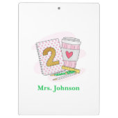 Teacher Pink Notebook-Kaffee der zweiten Klasse Klemmbrett (Rückseite)