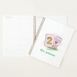 Teacher Pink Notebook Kaffeeplaner zweiter Klasse Planer