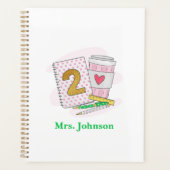 Teacher Pink Notebook Kaffeeplaner zweiter Klasse Planer (Vorderseite)