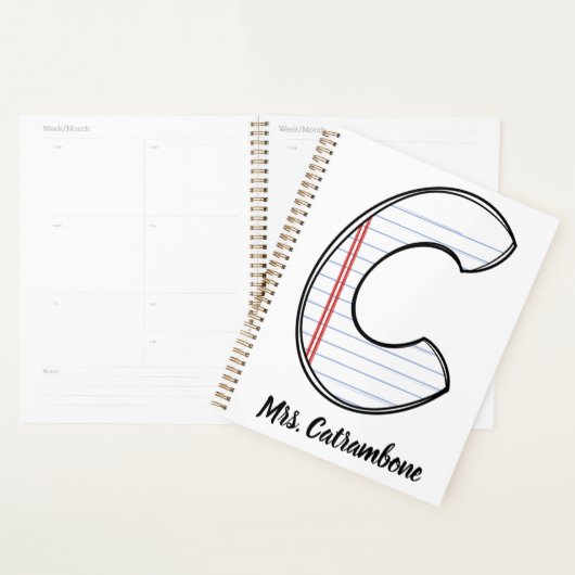 Teacher Planner with Notebook Paper Initial Planer (Anzeige)