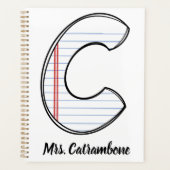Teacher Planner with Notebook Paper Initial Planer (Vorderseite)