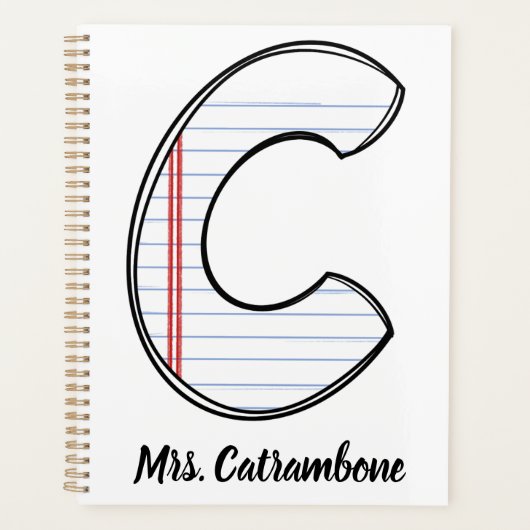 Teacher Planner with Notebook Paper Initial Planer (Vorderseite)