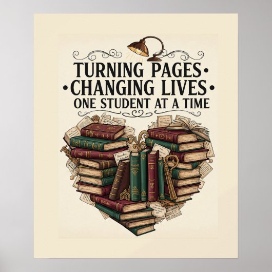 Teacher Poster | Turning Pages Book Heart Art (Vorne)
