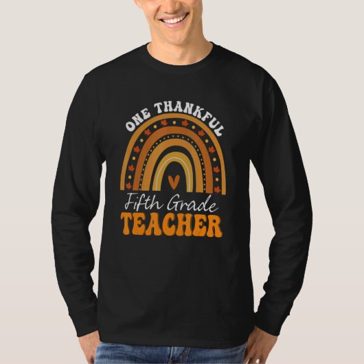 Teacher Rainbow Thanksgiving One Thankful 5th Grad T-Shirt (Vorderseite)