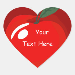 Teacher Red Apple Heart Shape Sticker