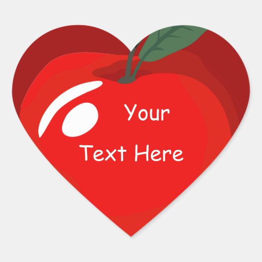 Teacher Red Apple Heart Shape Sticker (Vorderseite)