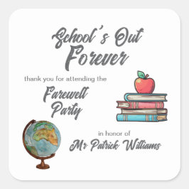 Teacher Rente Colorful Nostalgie Classic Quadratischer Aufkleber