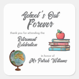 Teacher Rente Colorful Nostalgie Classic Quadratischer Aufkleber