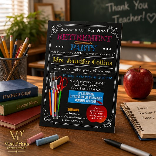 Teacher Retirement Chalkboard Einladung