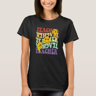 teacher retro sunflower smile face back to school T-Shirt
