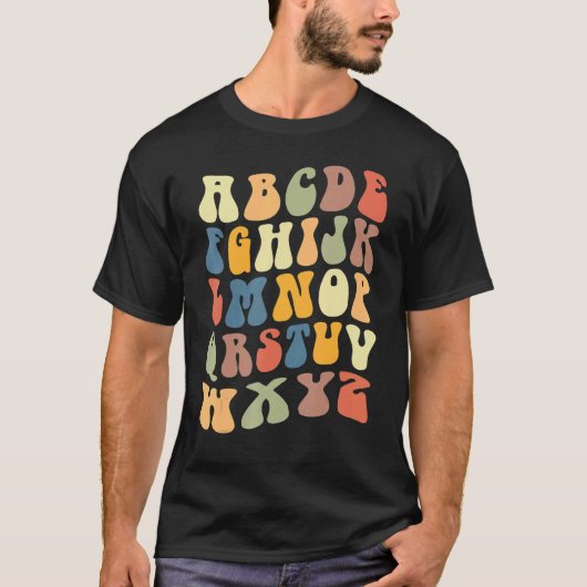 Teacher School Alphabet Vintage Retro T-Shirt (Vorderseite)